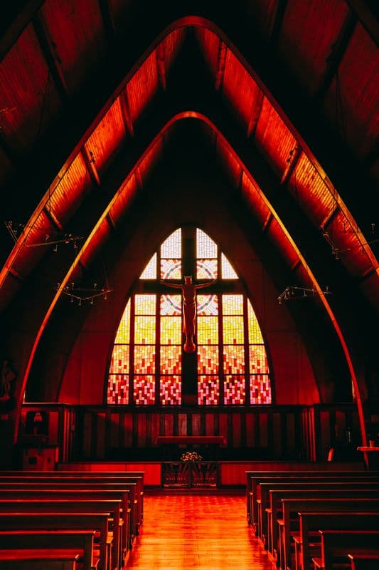 Church interior with quiet and efficient air conditioning system