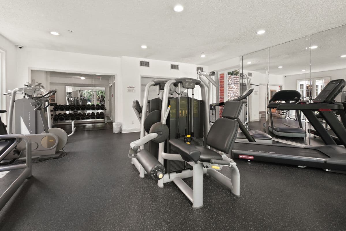 Gym interior with powerful air conditioning keeping athletes cool