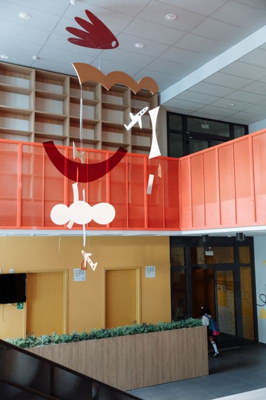School classroom with energy-efficient air conditioning