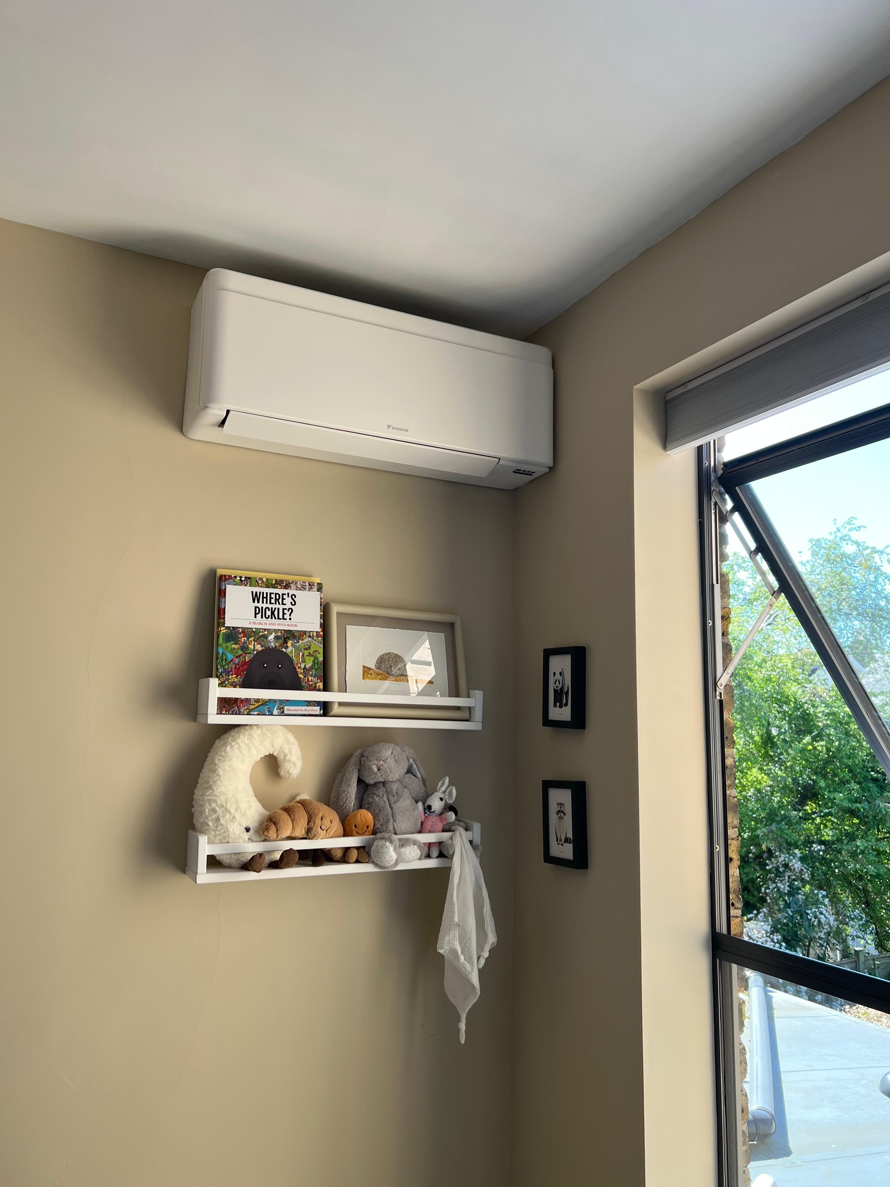 Daikin Stylish white unit fitted in a room corner
