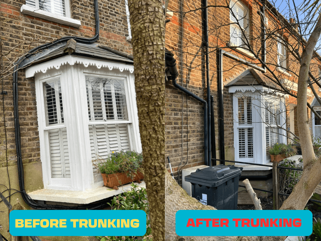 Before trunking - exposed AC pipework prior to concealment