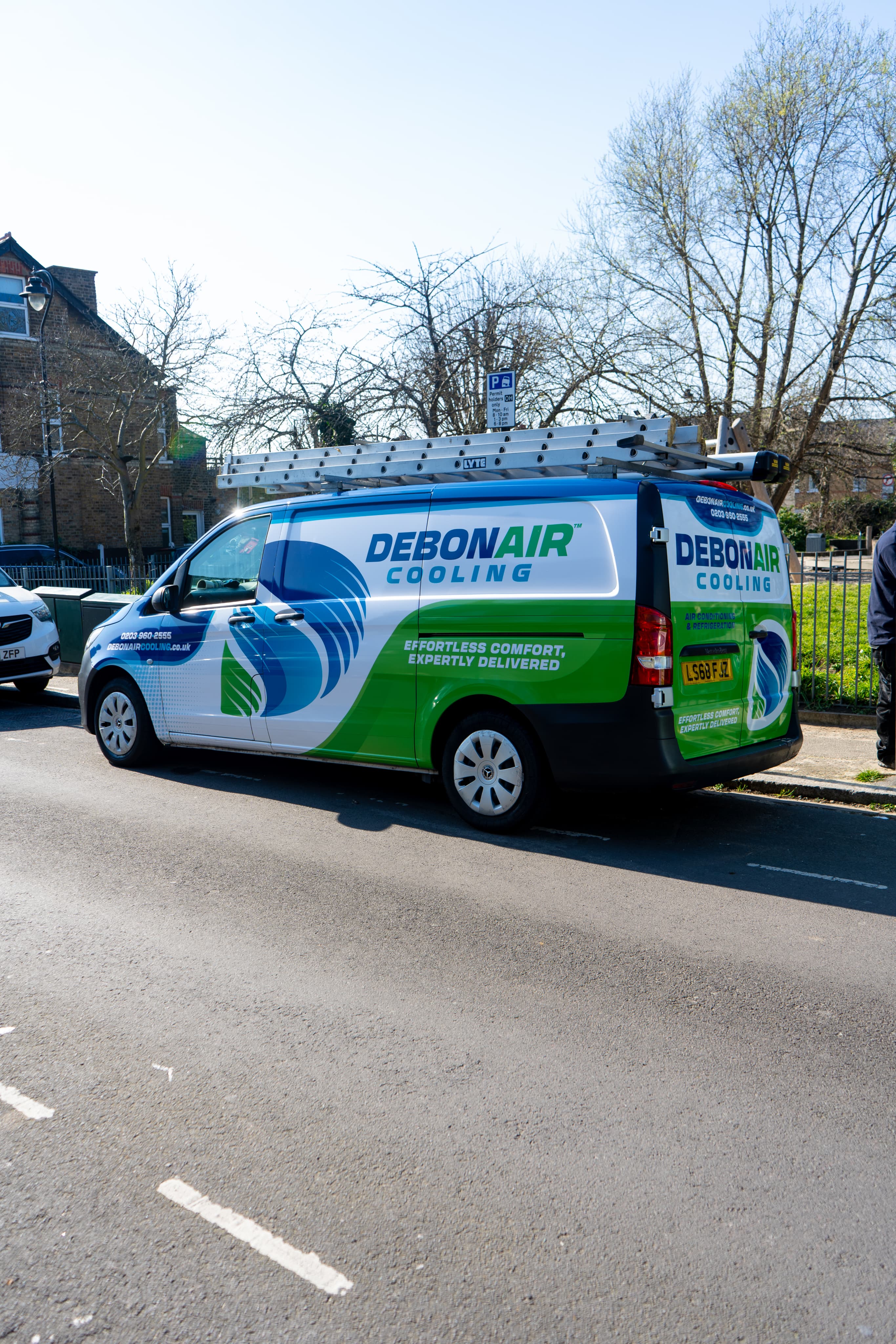 DebonAir Cooling van parked outside before air conditioning installation begins
