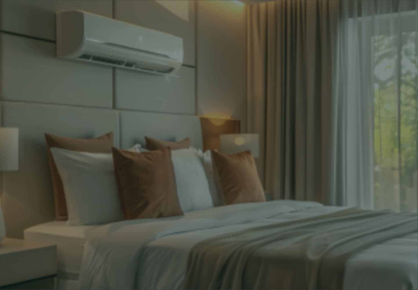 Air conditioning unit in a modern bedroom